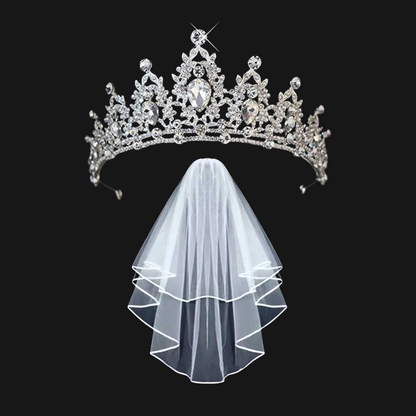 Front view of Bridal Crown on model — GownLink CROWN