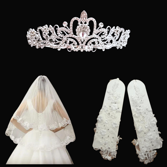 Front view of Bridal Crown on model — GownLink CROWN