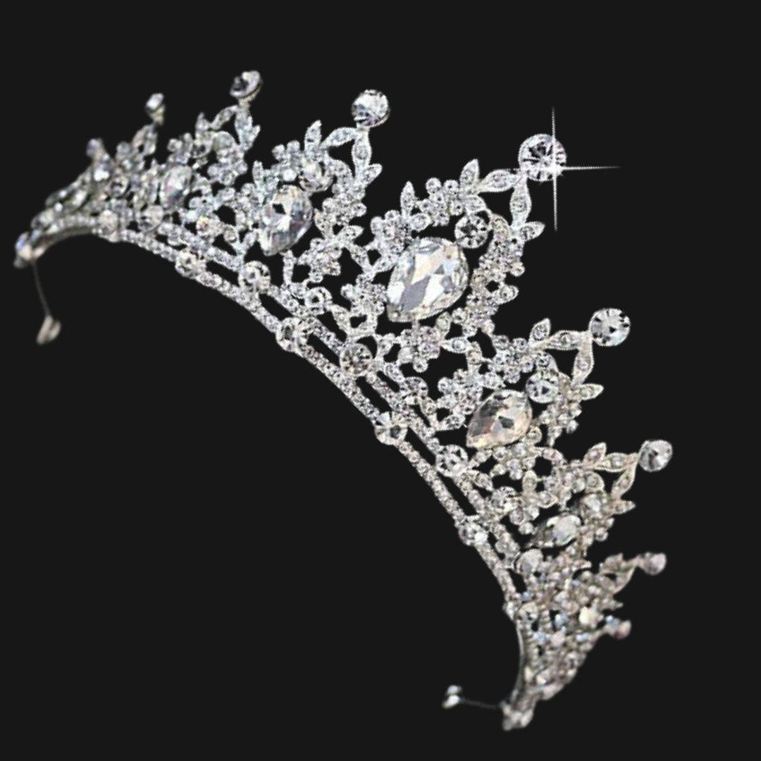 Detail of metalwork and stones on Bridal Crown — GownLink CROWN