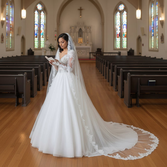 Back view of Bridal Gloves showing full length — GownLink G15