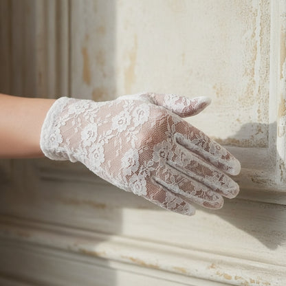 Back view of Bridal Gloves showing full length — GownLink G25