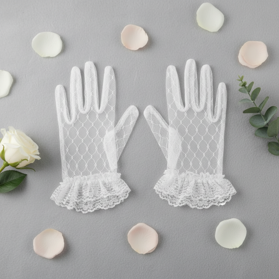 Back view of Bridal Gloves showing full length — GownLink G30