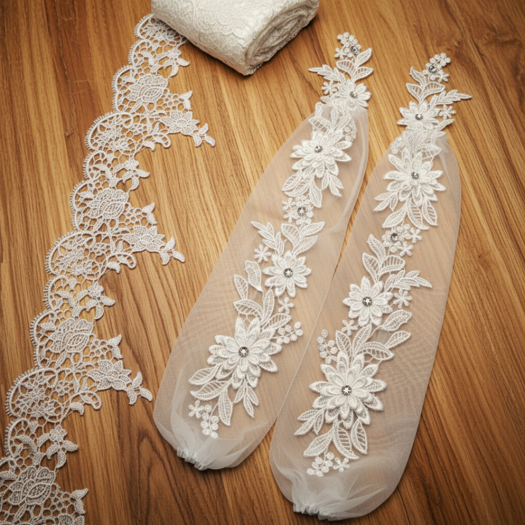 Back view of Bridal Gloves showing full length — GownLink G35