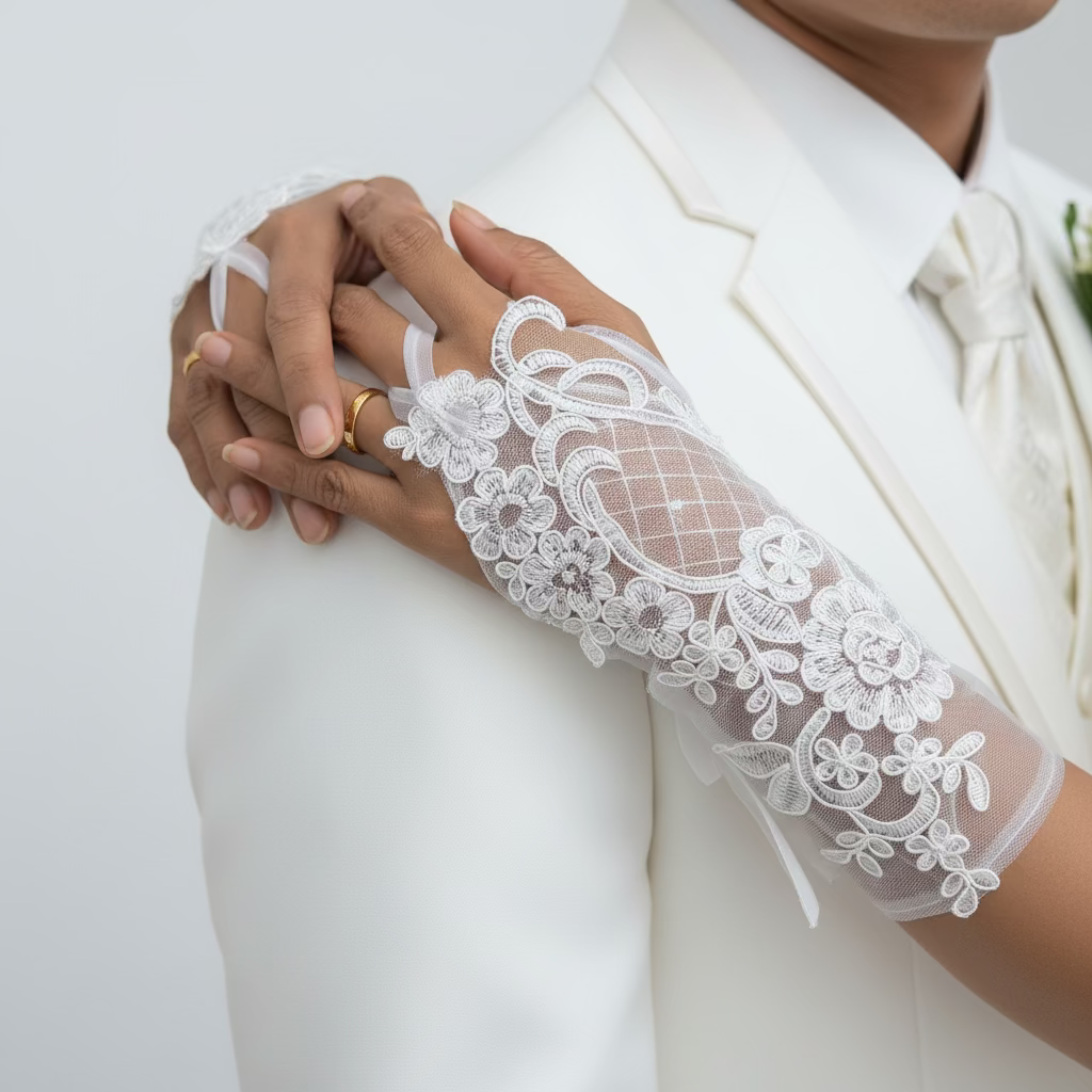 Pair of Bridal Gloves laid flat — GownLink G14