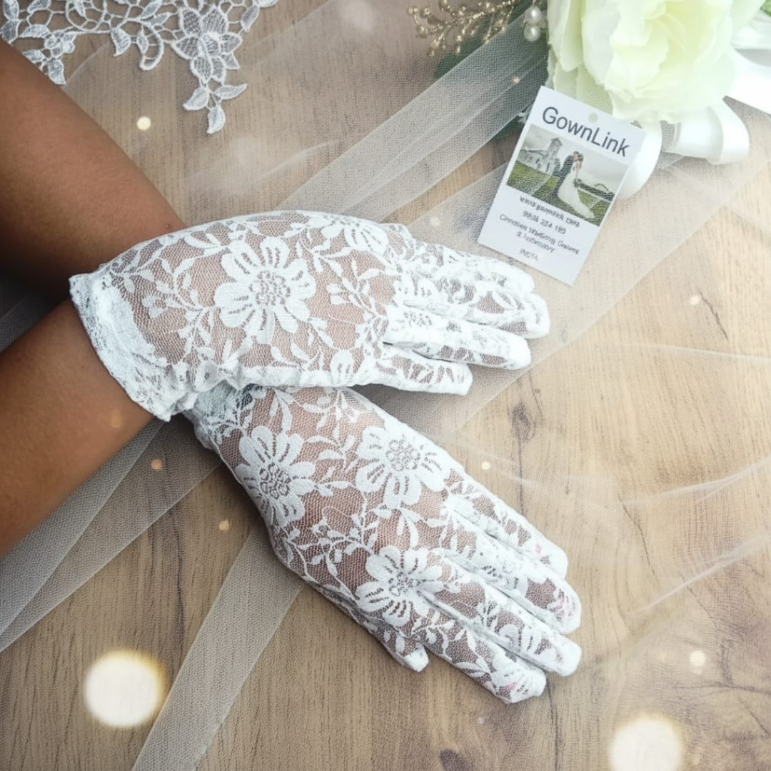 Pair of Bridal Gloves laid flat — GownLink G25