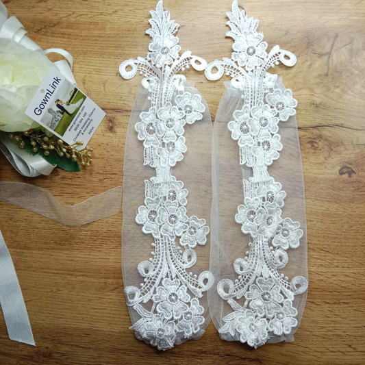 Front view of Bridal Gloves on hands — GownLink G13