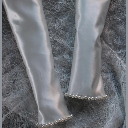 Detail of lace or mesh fabric on Bridal Gloves — GownLink G11
