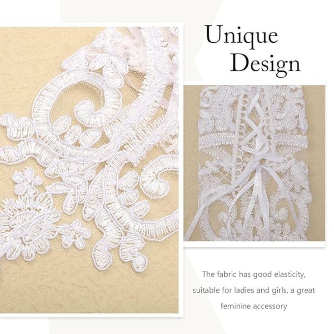 Detail of lace or mesh fabric on Bridal Gloves — GownLink G18