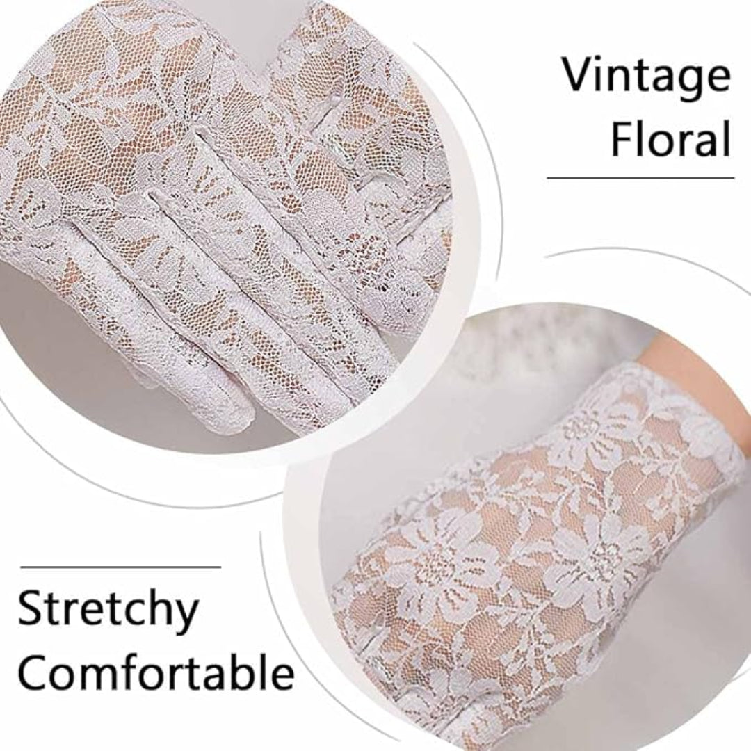 Detail of lace or mesh fabric on Bridal Gloves — GownLink G25