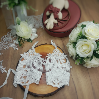 Model wearing Bridal Gloves with bridal gown — GownLink G18