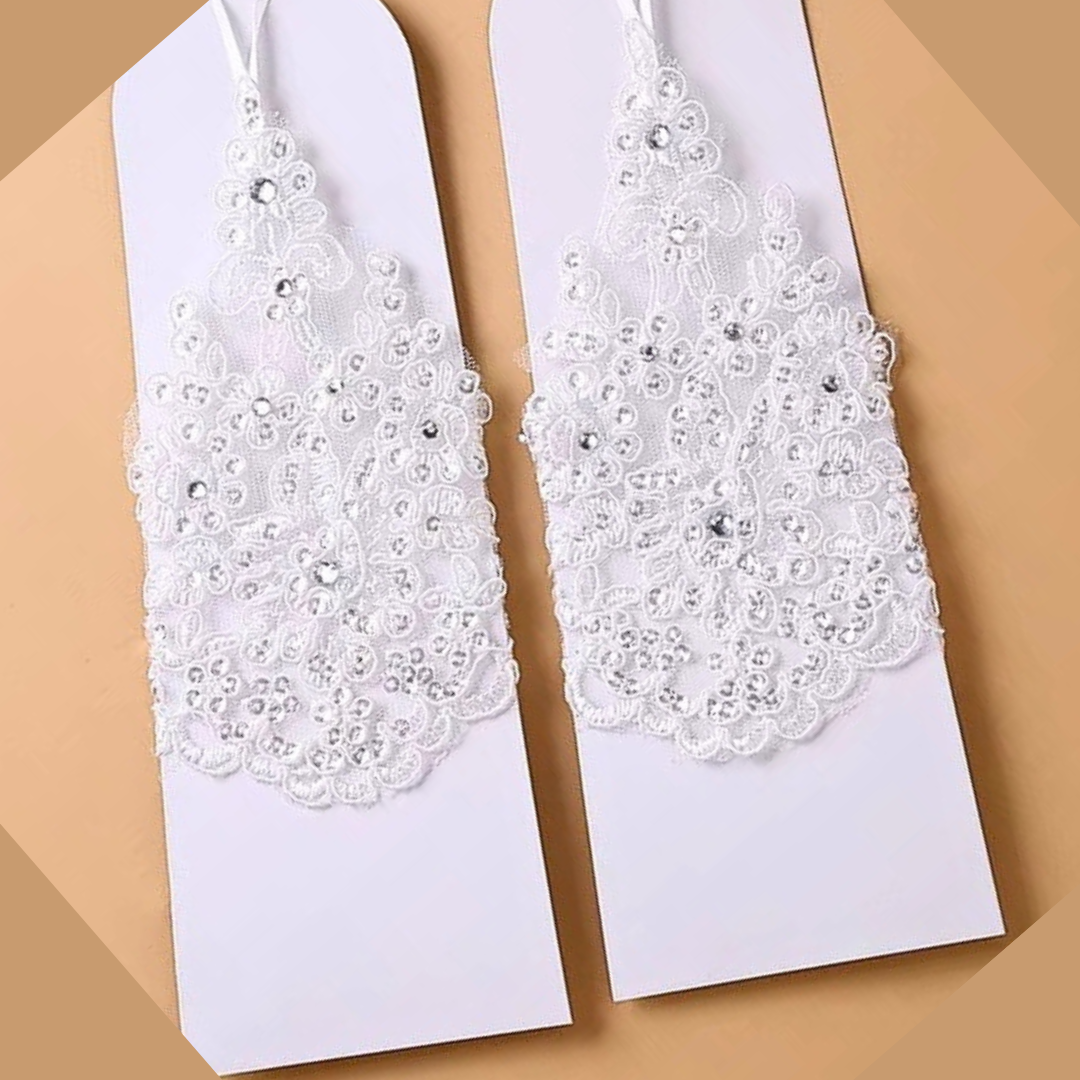 Side view of Bridal Gloves showing fit and length — GownLink G20