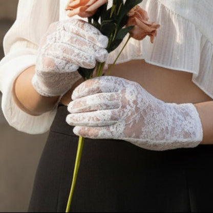 Side view of Bridal Gloves showing fit and length — GownLink G25
