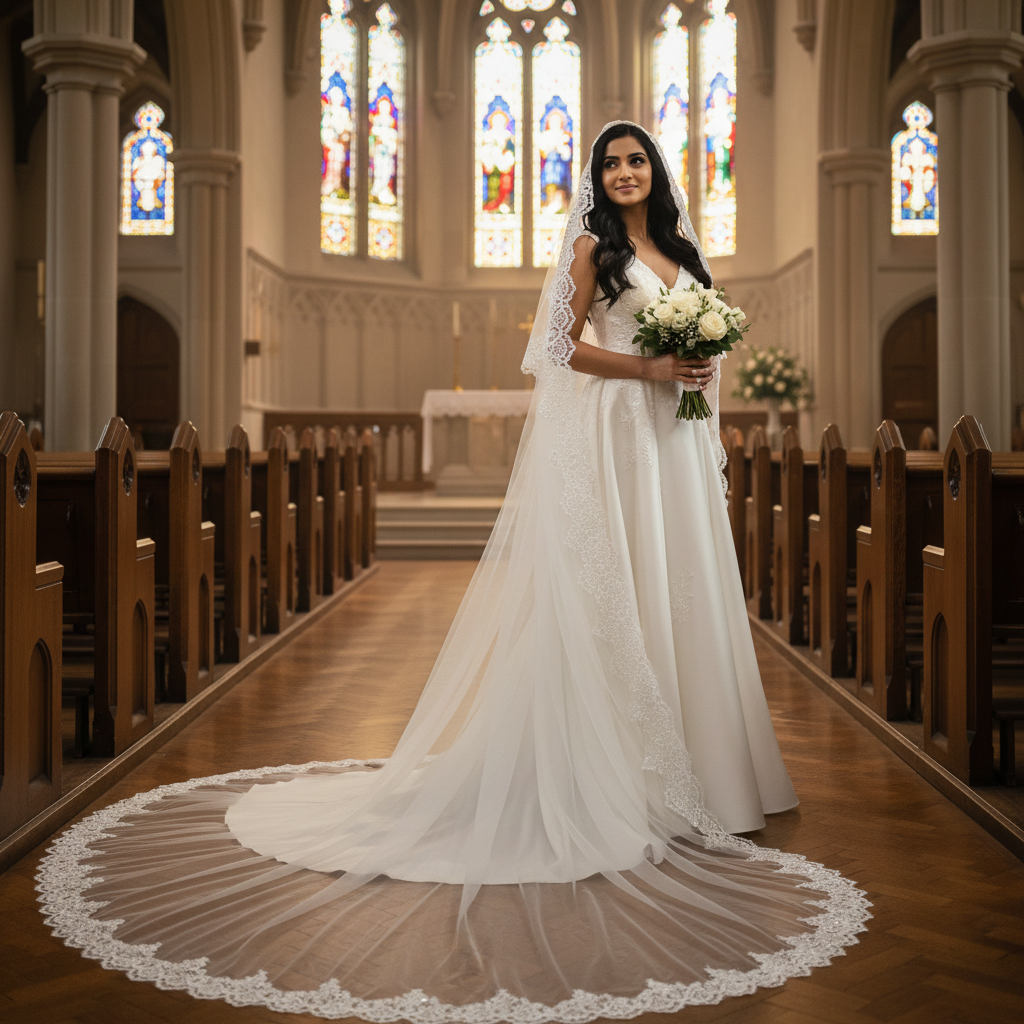 Close-up of lace and detail on Bridal Lace Border — GownLink GLVHL02