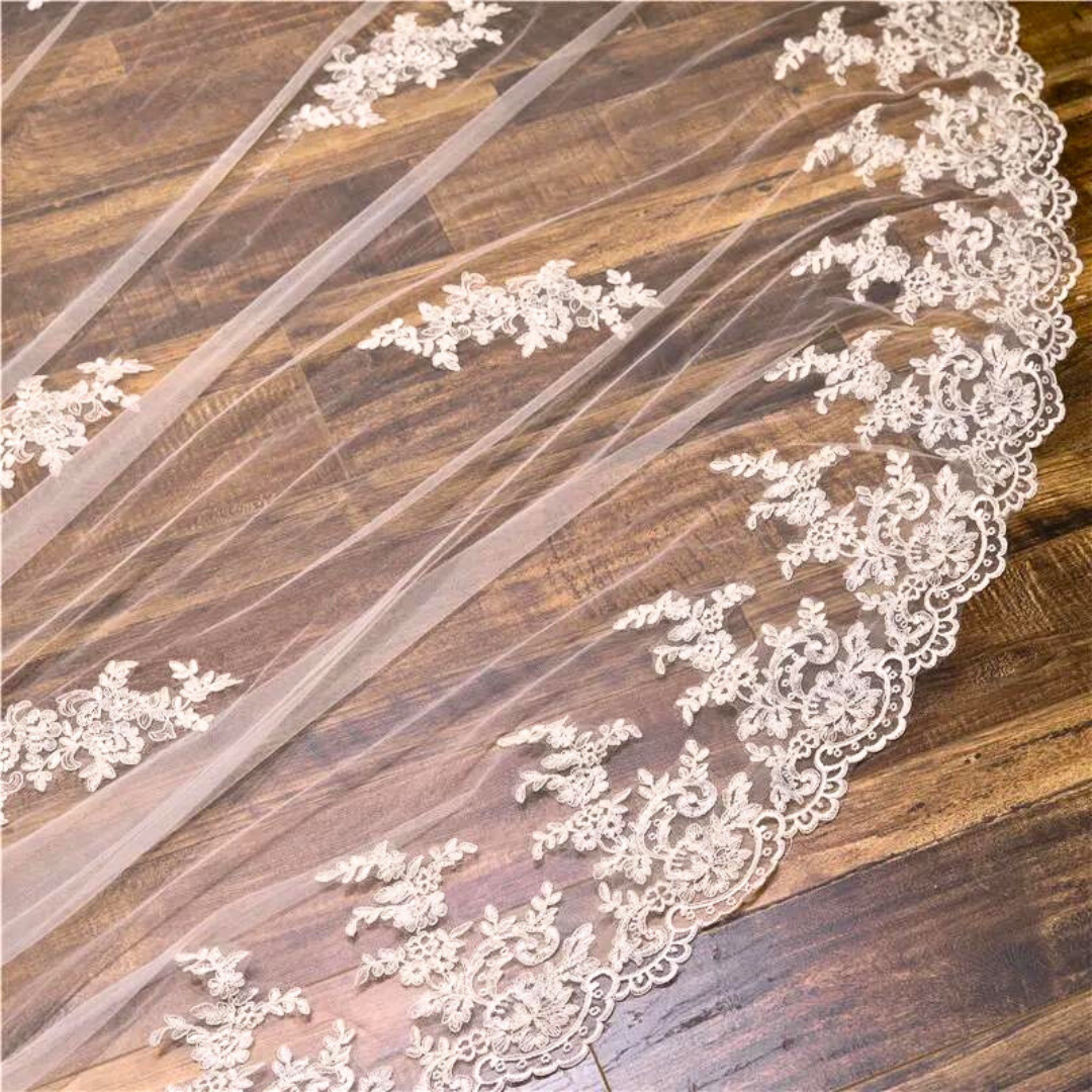 Flat lay of Bridal Lace Patch on white surface — GownLink GLVB09D