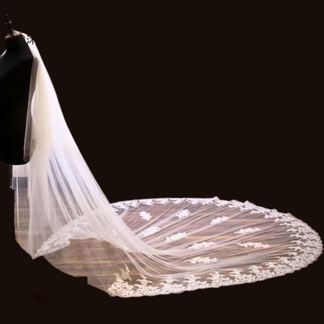 Side view of Bridal Lace Patch showing texture — GownLink GLVB09D