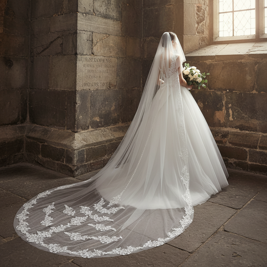 Side view of Bridal Lace Patch showing texture — GownLink GLVHSEQ1