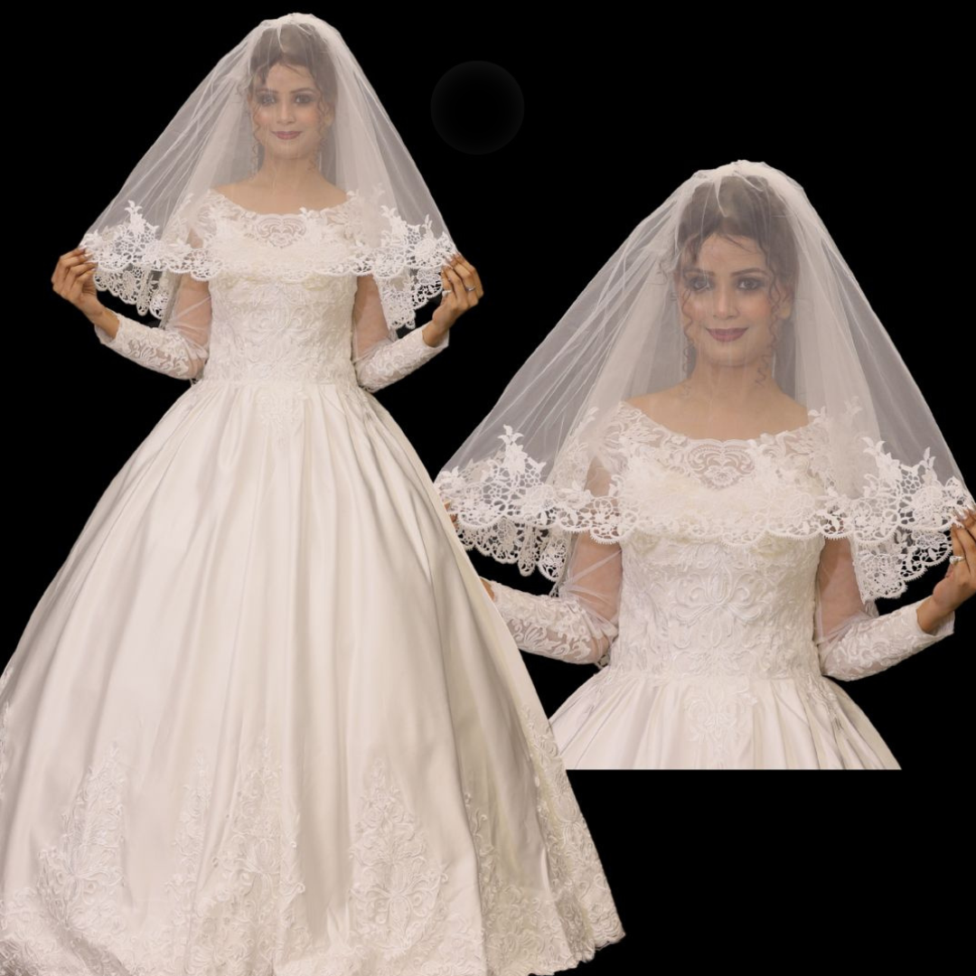 Front view of Bridal Veil draped over model — GownLink GLCP