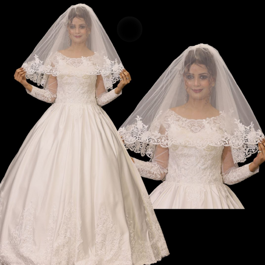 Front view of Bridal Veil draped over model — GownLink GLCP