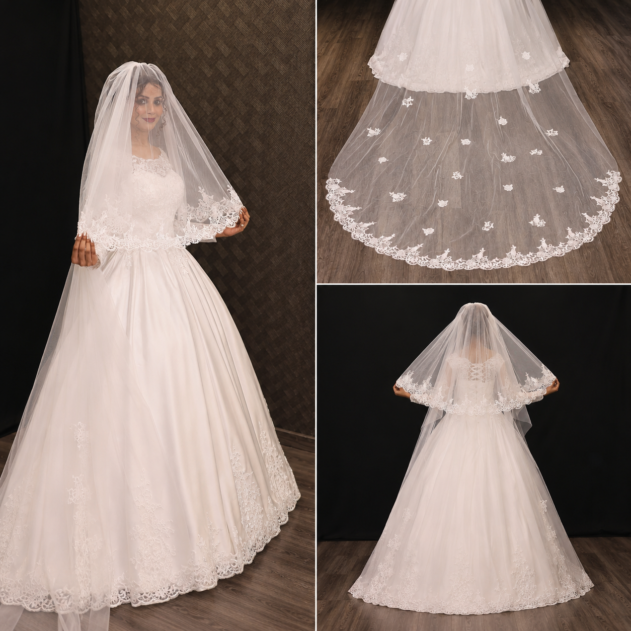 Front view of Bridal Veil draped over model — GownLink GLCP3