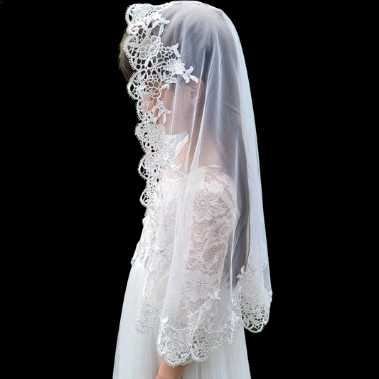 Front view of Bridal Veil draped over model — GownLink GLHLCV3