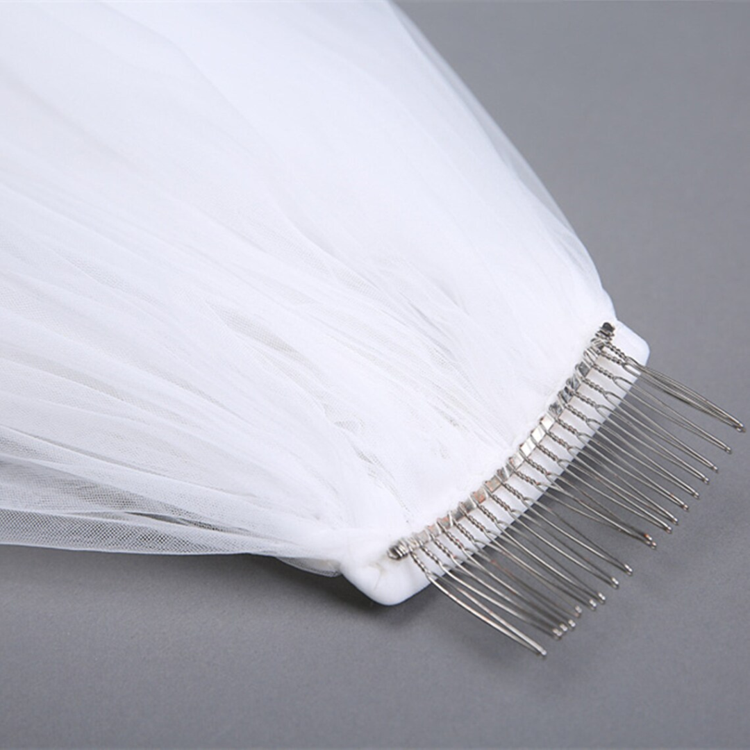 Full spread view of Bridal Veil with Lace on flat surface — GownLink GLVAL003