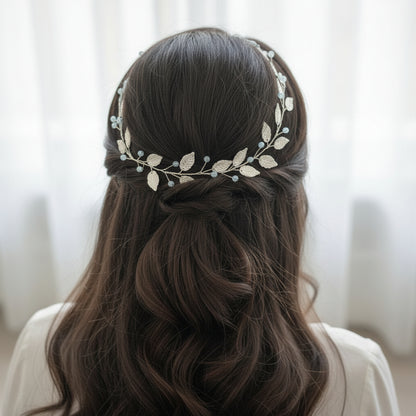 Front view of Bridal Wreath on model — GownLink W8
