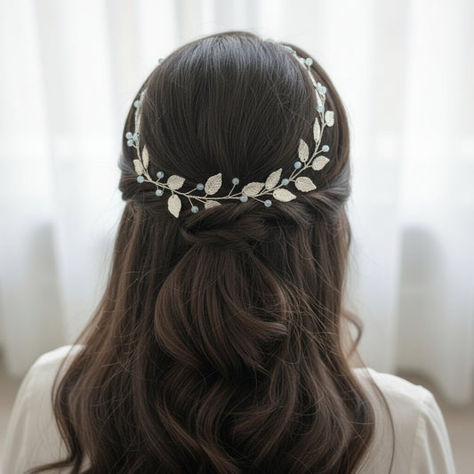 Front view of Bridal Wreath on model — GownLink W8