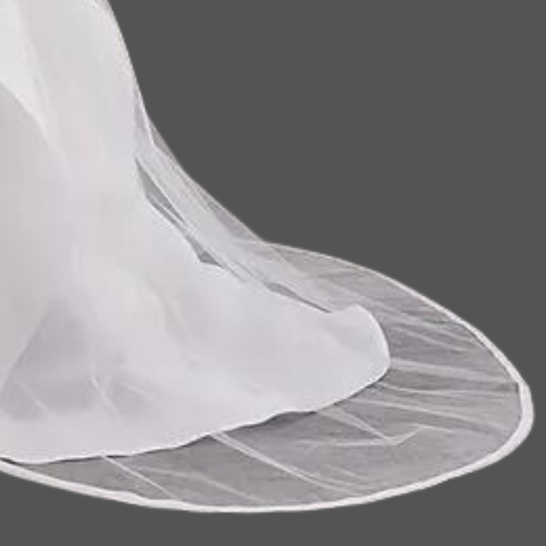 Model wearing Cathedral Bridal Veil with bridal gown — GownLink GLVP01