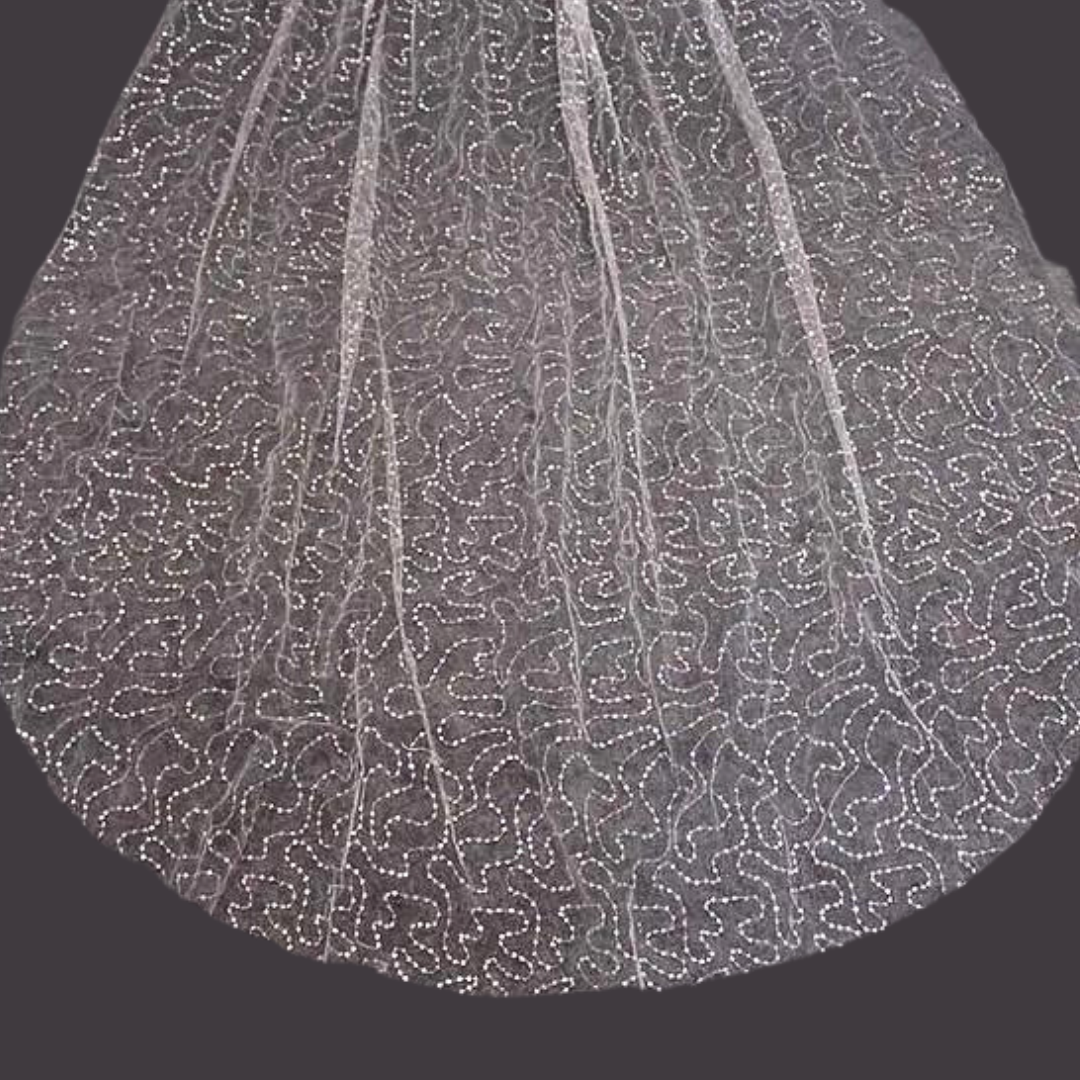 Side view of Cathedral Bridal Veil with comb attachment visible — GownLink GLVSEQ1N