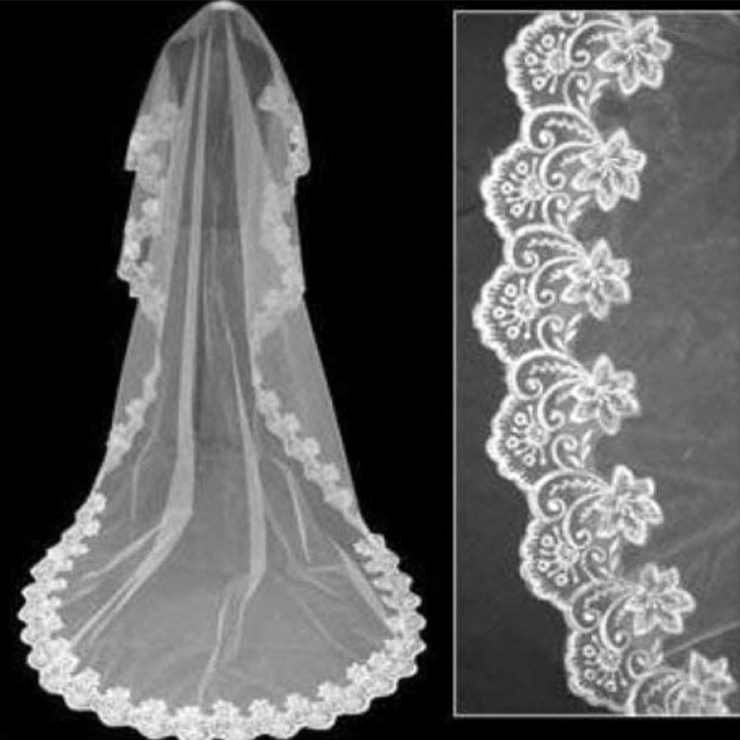 Detail of veil fabric and texture — GownLink GLV09