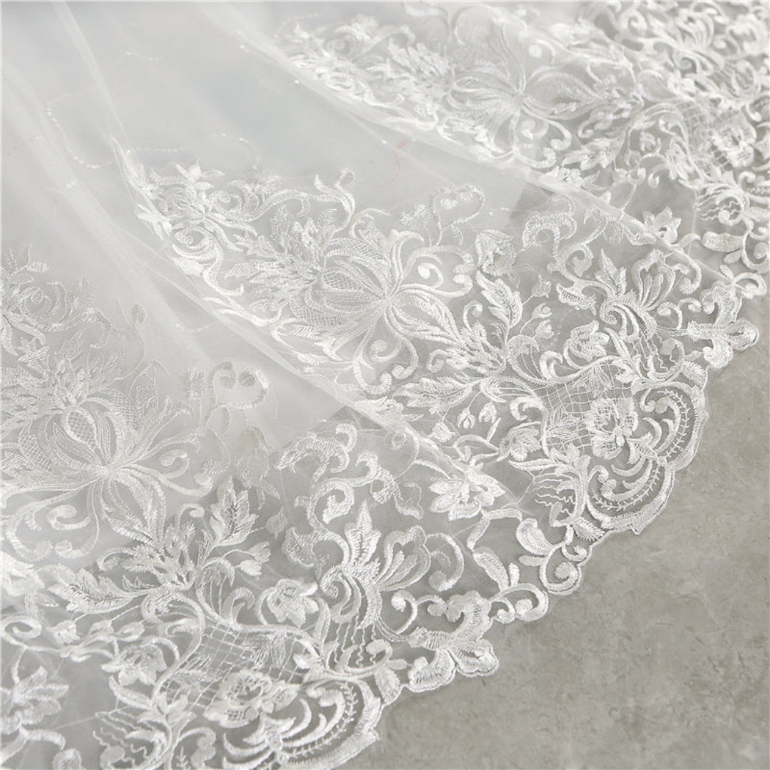 GownLink Christian princess wedding gown with luxurious lace embroidery, full tulle skirt, and elegant bridal finish