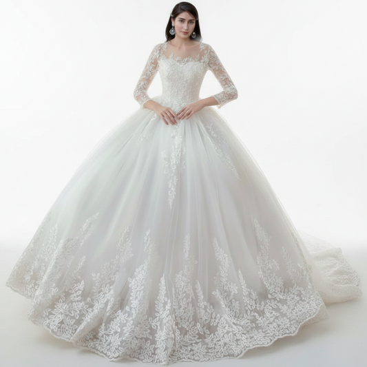 Premium Catholic bridal gown GLTD50B for Christian & Catholic brides across Kerala, Goa, Mangalore, Tamil Nadu & North-East India, plus NRI brides in USA, UK & Gulf