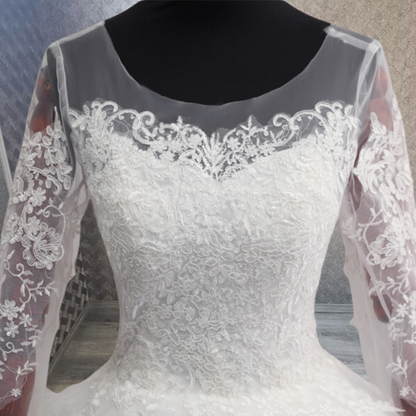 Plain tulle ball gown skirt with lace accents by GownLink