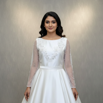 Simple elegant white Christian wedding gown by GownLink