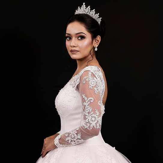 Beaded lace bodice detail on GownLink Christian wedding dress