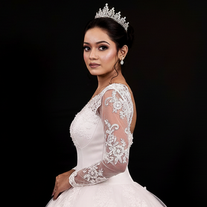 Beaded lace bodice detail on GownLink Christian wedding dress
