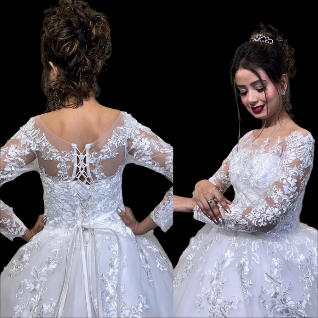 GownLink Catholic Christian wedding dress with lace sleeves