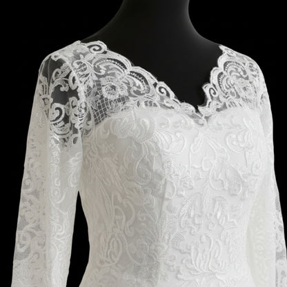 Classic lace Christian wedding dress by GownLink with a layered princess silhouette and timeless bridal elegance