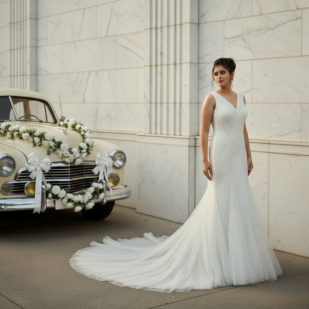 Classic white Christian wedding gown perfect for church wedding ceremonies