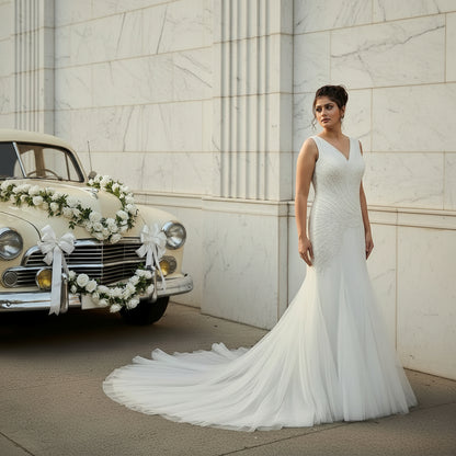 Classic white Christian wedding gown perfect for church wedding ceremonies
