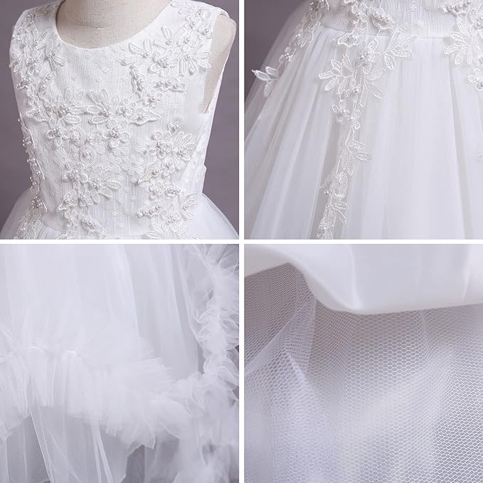 Back view of First Communion Dress showing train and bow — GownLink COMMUNION