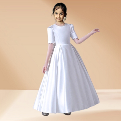 Front view of First Communion Dress on child model — GownLink COMMUNION