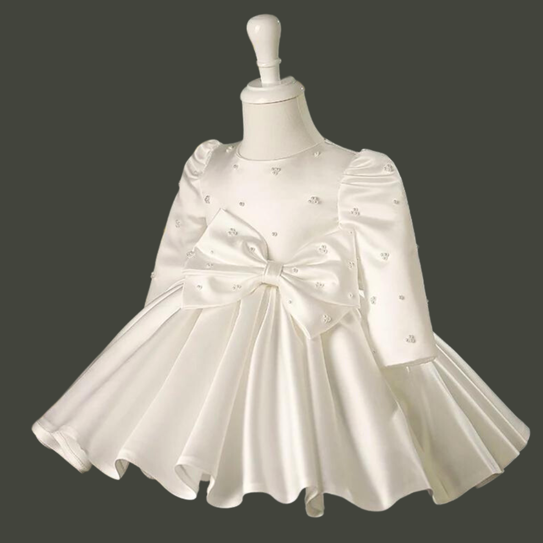 Close-up of lace and bead detail on First Communion Dress — GownLink GLBP7