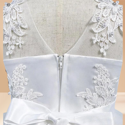 Close-up of lace and bead detail on First Communion Dress — GownLink GLHLC4