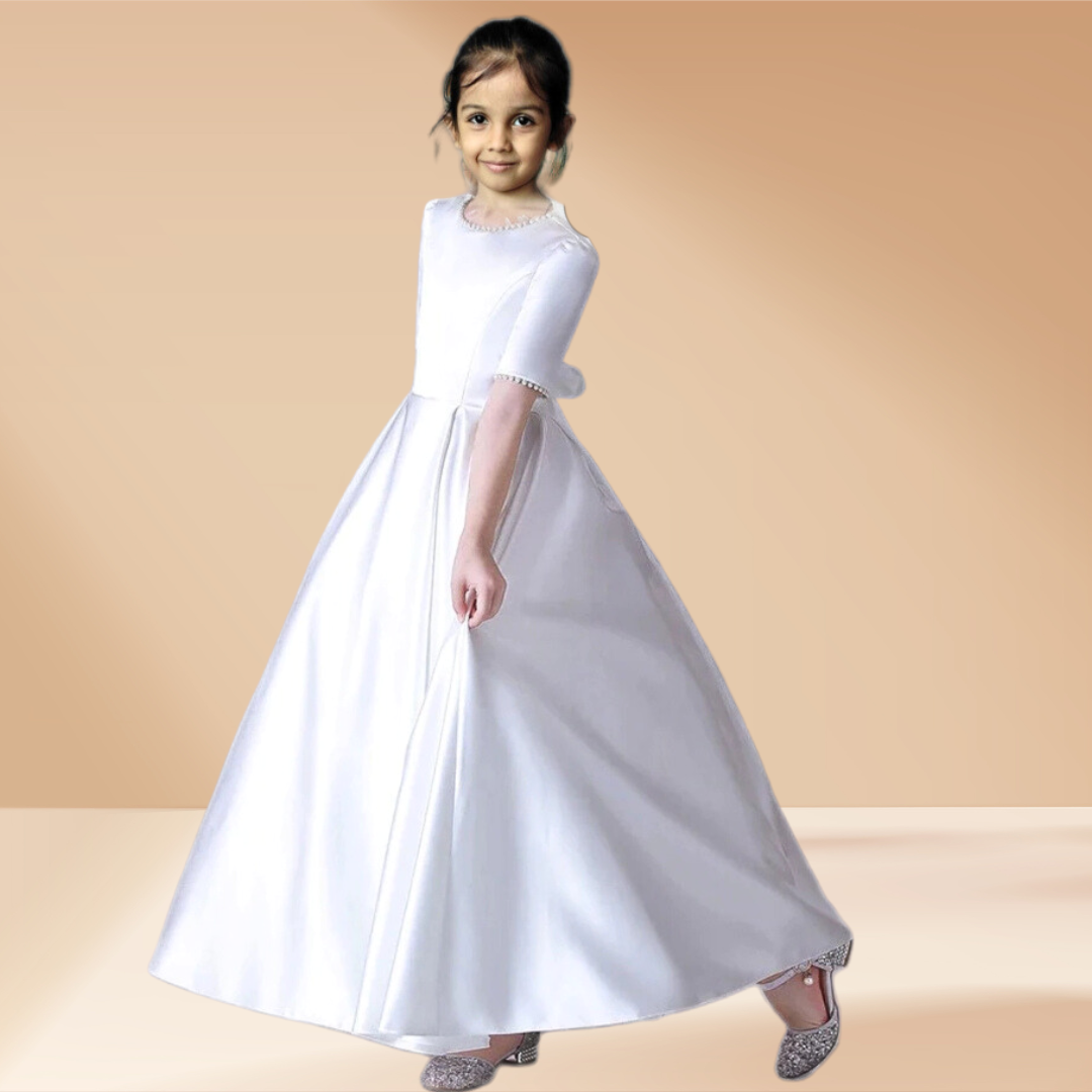 Side view of First Communion Dress showing silhouette — GownLink COMMUNION