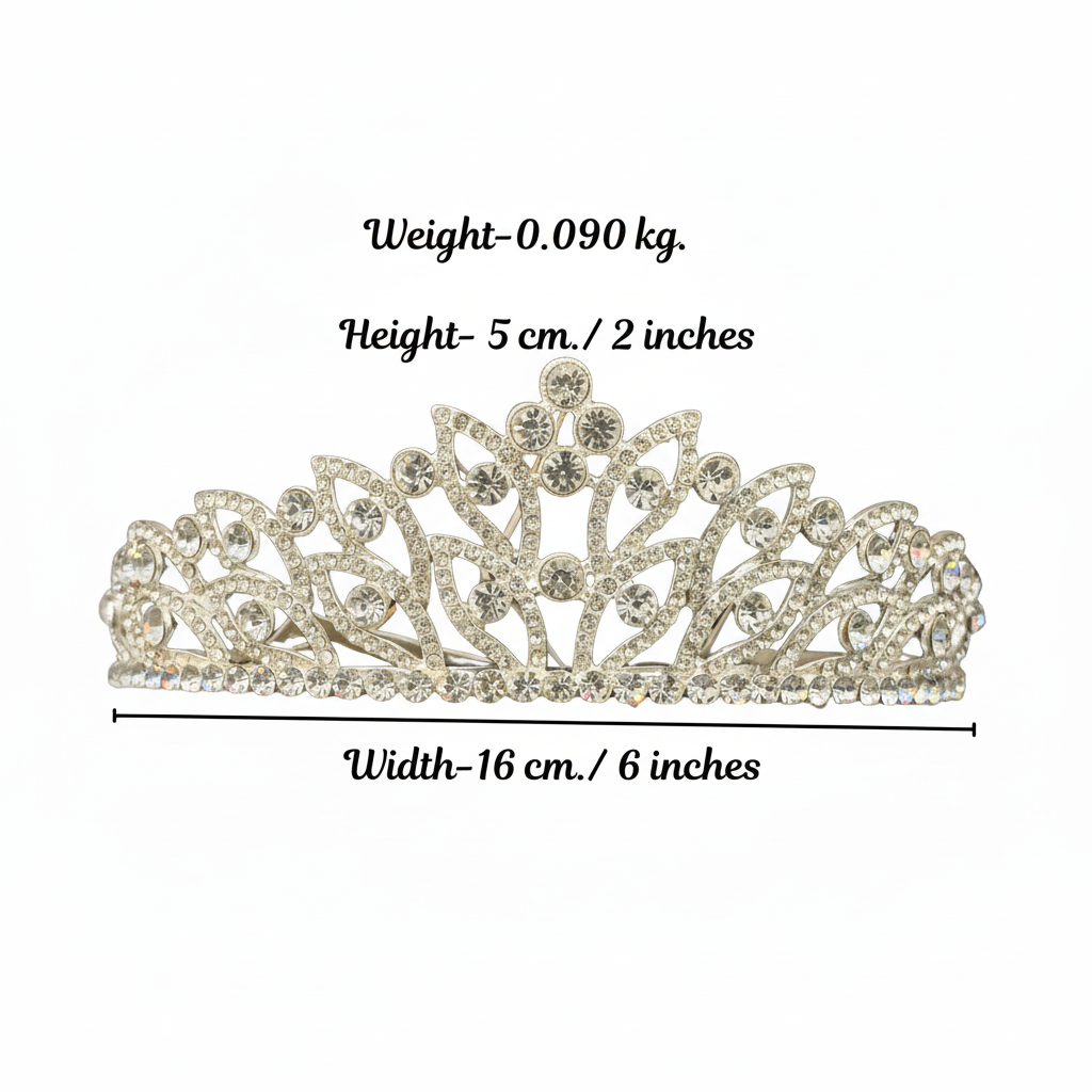 Back view of Crystal Bridal Crown showing full design — GownLink GLAC02022