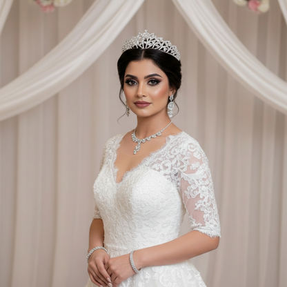 Side view of Crystal Bridal Crown showing profile and design — GownLink GLAC02022