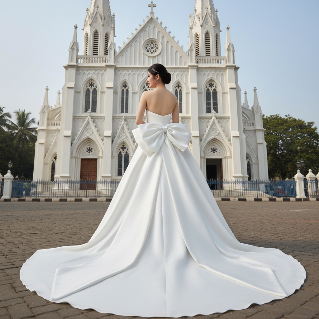 Elegant detachable satin bow for formal dresses by GownLink.