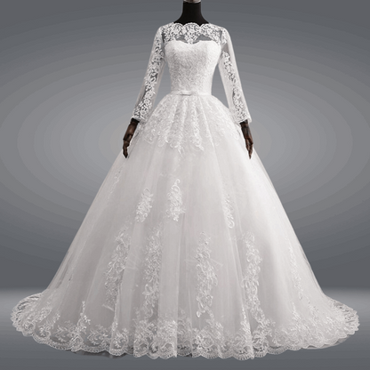 Royal bridal train gown GLR016T for Christian & Catholic brides across Kerala, Goa, Mangalore, Tamil Nadu & North-East India, plus NRI brides in USA, UK & Gulf
