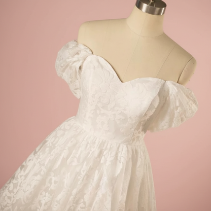 Side profile view of White A-Line Sparkle showing silhouette — GownLink GLGT167